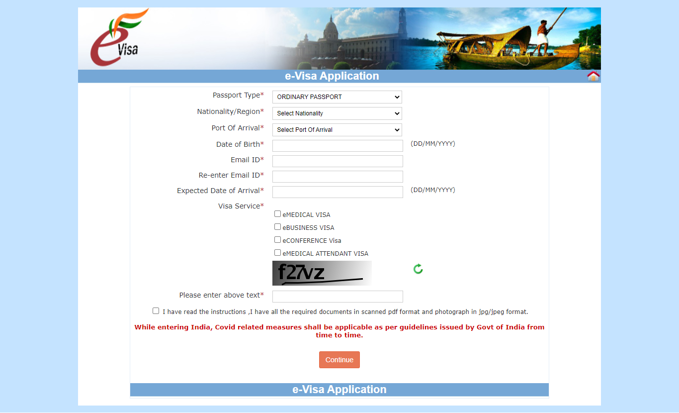 India e-visa application