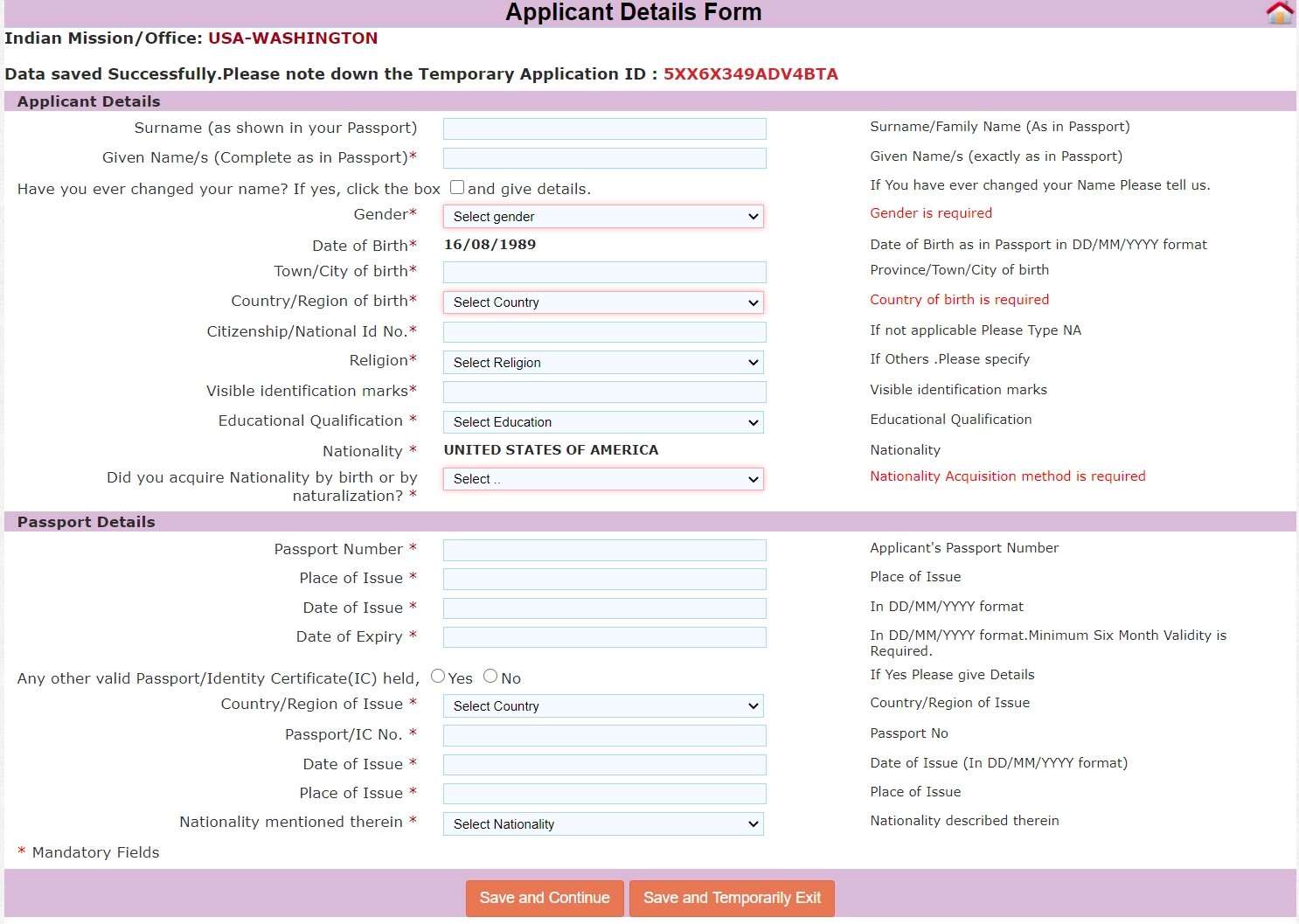 Employment Details Form