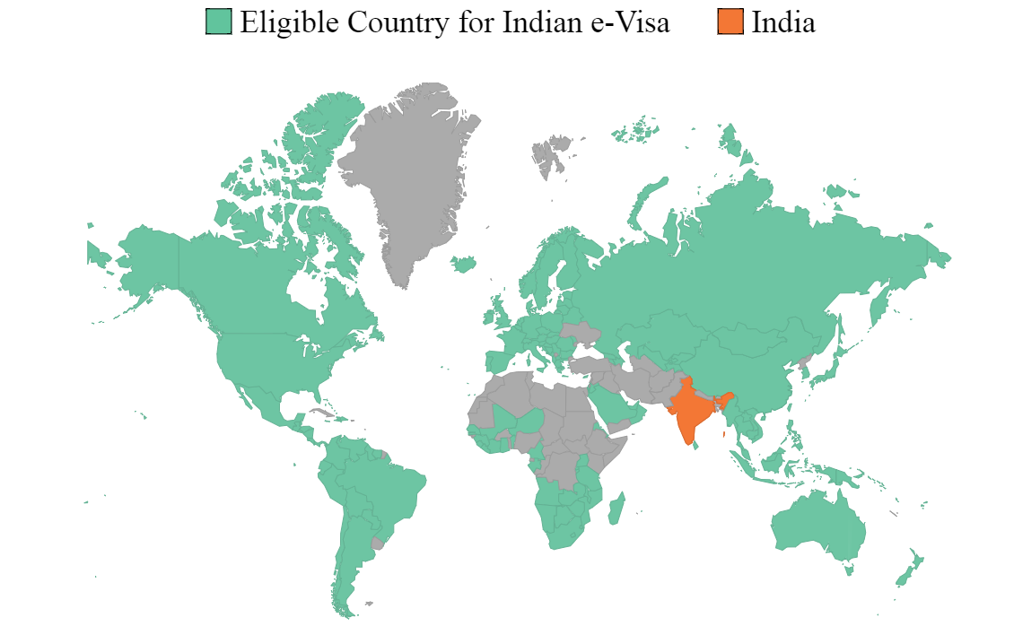 Eligible Countries for Indian Regular/Paper Visa